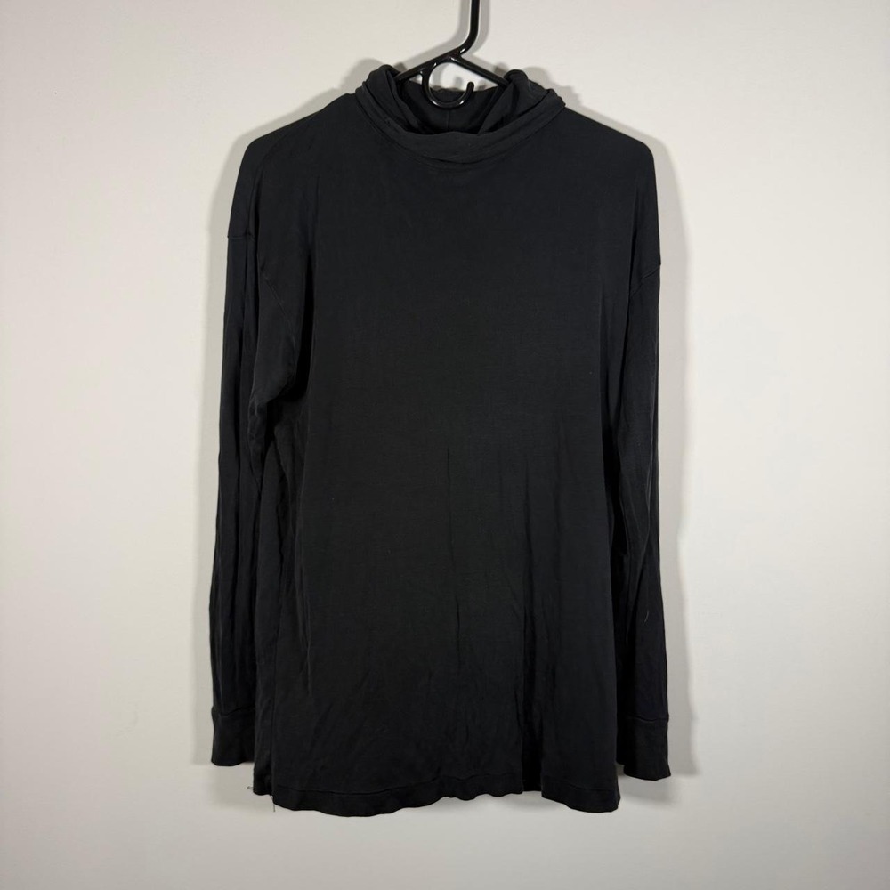 Winter silk black long sleeve top with turtle neck